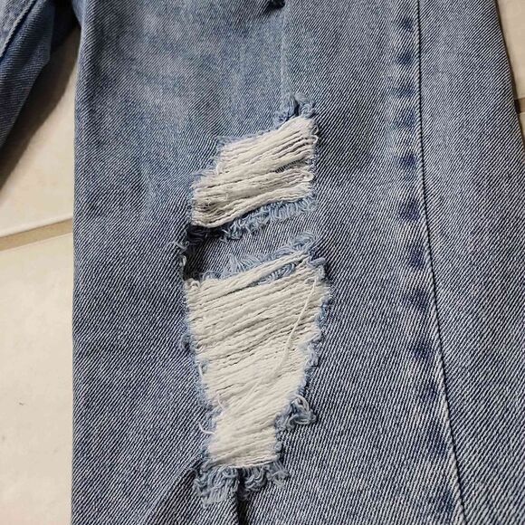 Tinseltown Distressed High Rise Straight Leg Denim Jeans Size 7 - Picture 9 of 12